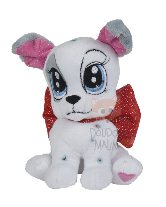 Glamour peluche dalmatien chien blanc noeud rouge 25 cm 